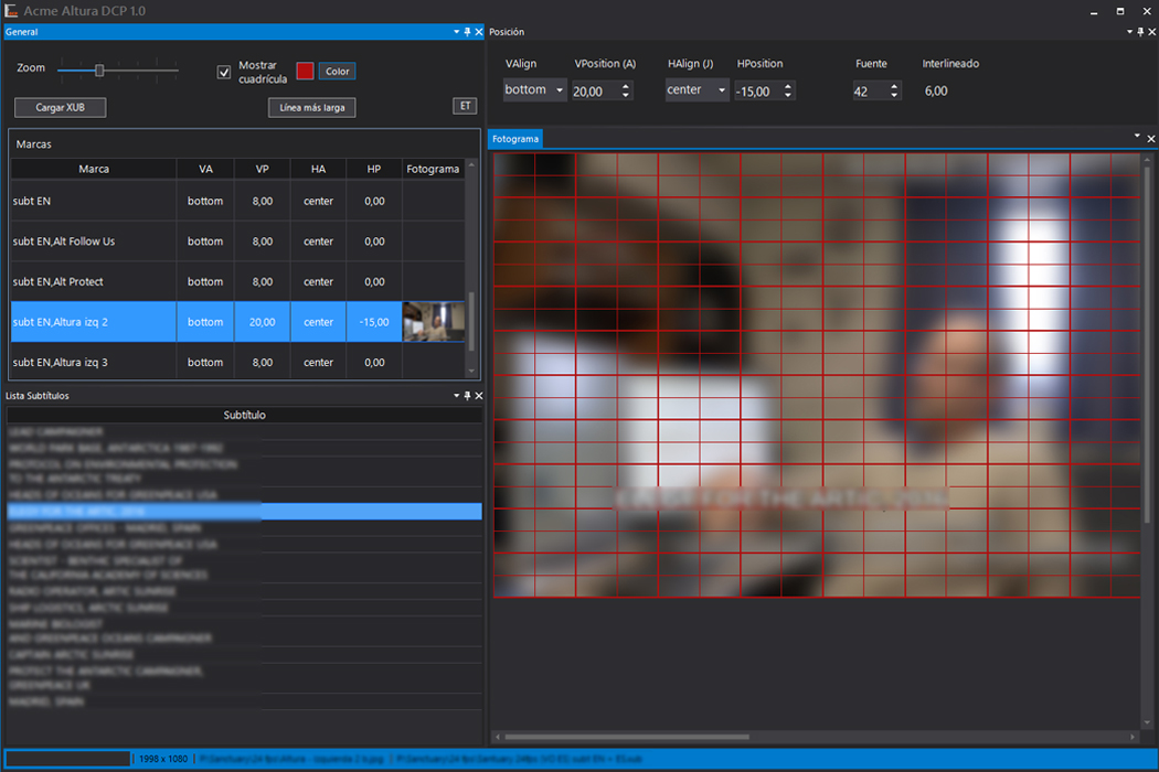 Altura subtítulos DCP